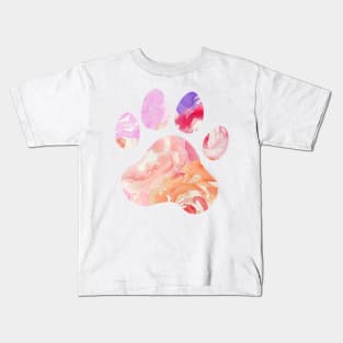 Watercolor Roses Paw Print Kids T-Shirt